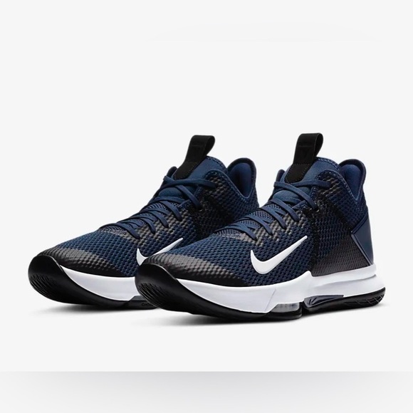 Nike Zoom Lebron Witness 4 Midnight Navy White Black Basketball Shoes - Picture 1 of 13